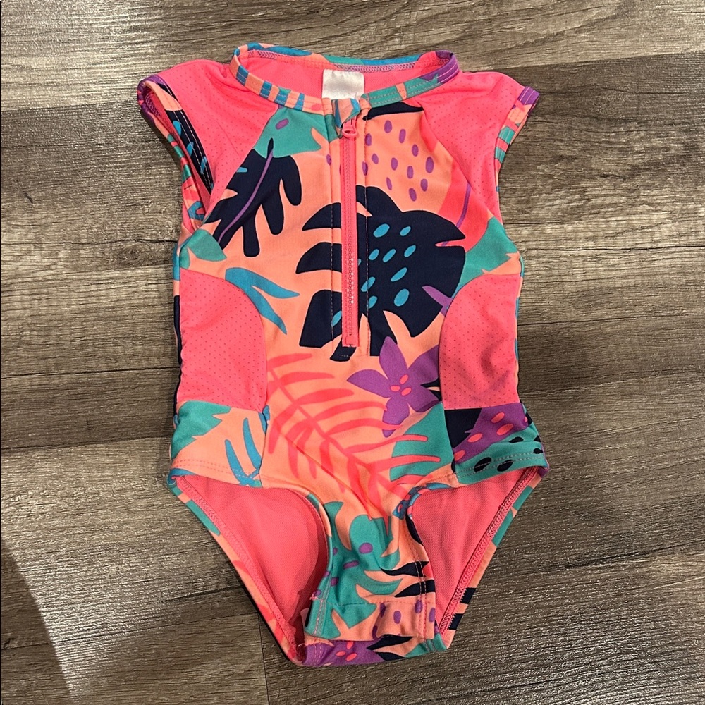 Cat & Jack Neon Tropical Print Baby Swimsuit Size 12 Months